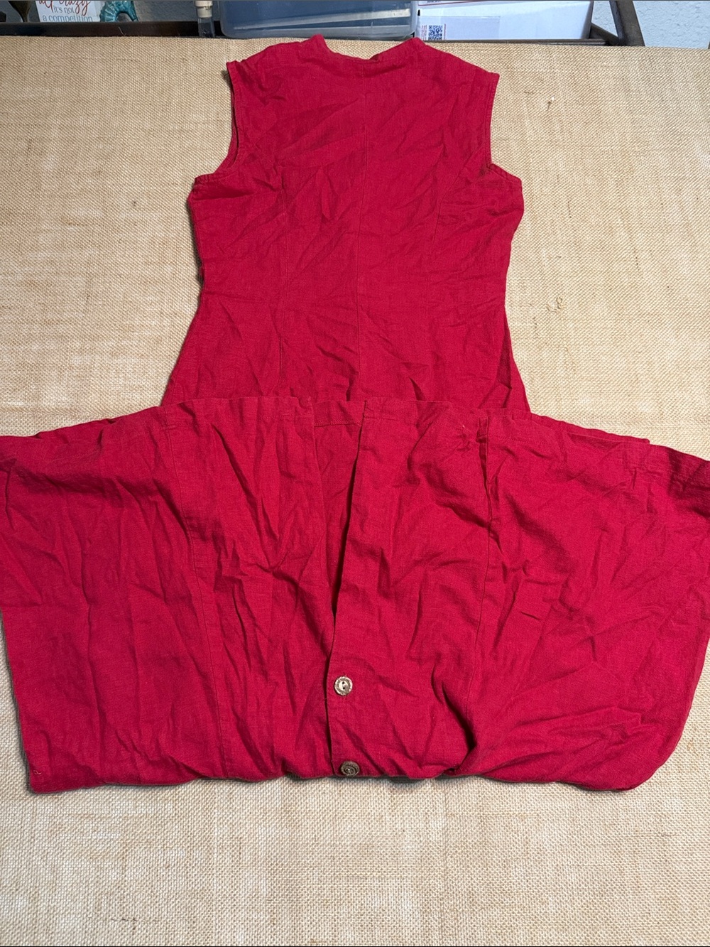 Christopher & Banks Red Sleeveless Maxi Button-Front Dress - Picture 6 of 6